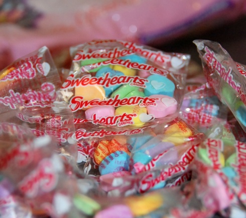 cute little bags of Sweethearts