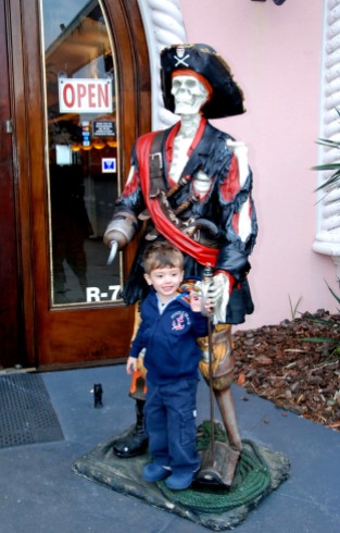 We went to Broadway at the Beach Saturday night and had dinner at the Key West Grill.  There were pirates everywhere so Charlie loved it!