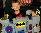 Charlie and his bat cave from Santa. He was so excited on Christmas morning-he busted out of his room and yelled, "Santa came!"