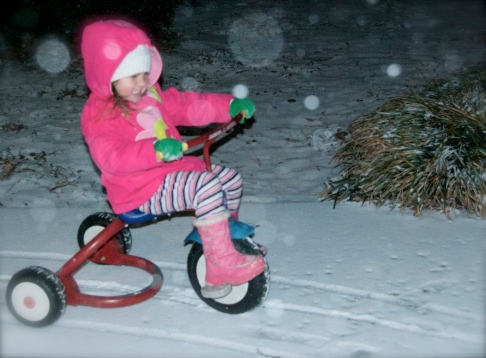 Nothing can stop Maddie on her tricycle!